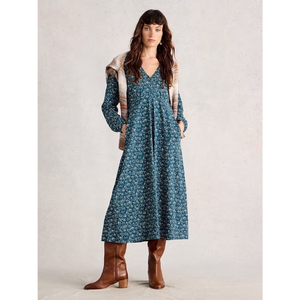 NWT White Stuff Megan Jersey Dress Blue Print
